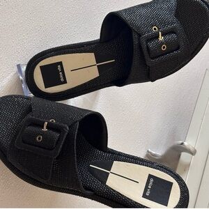 NEW Dolce Vita black raffia slide sandal
